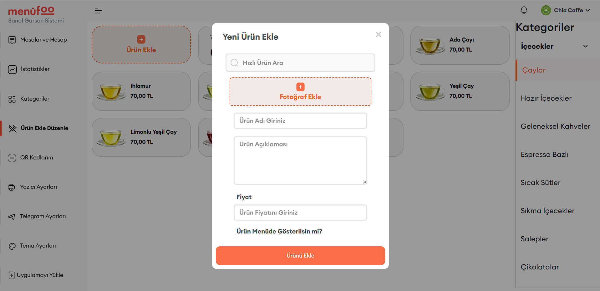 Admin panel istatistik raporu ekranı